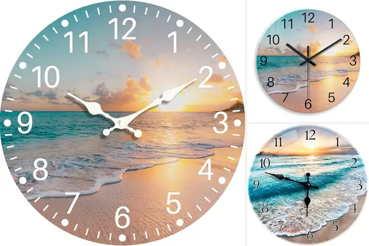 Detailed view of Best Beach Decor Wall Clock: Serene Style, Silent Function